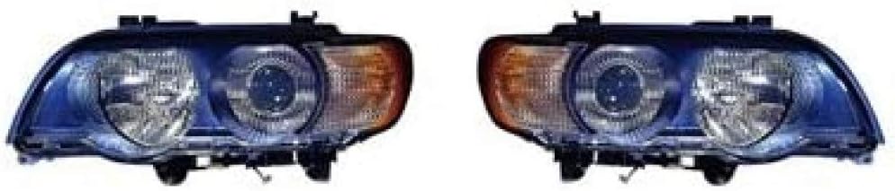 For BMW X5 Headlight Pair Driver and Passenger Side Black Housing G289108