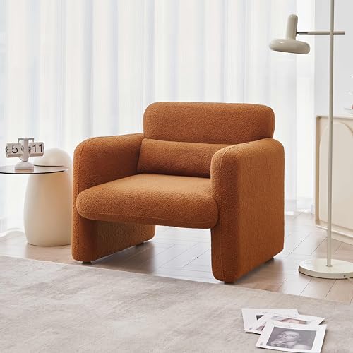 Cream Lambskin Sherpa Fabric Accent Chair L5847
