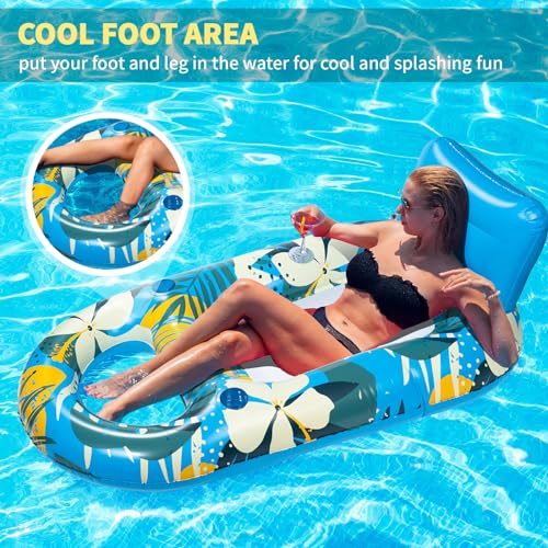 Heavy Duty Inflatable Pool Float with Cup Holder Backrest F35060