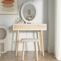 31.5'' Makeup Vanity Desk with Oval Mirror and Stool V814