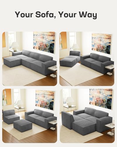 Oversized Deep U Shaped Modular Corduroy Sectional Sofa with Ottoman Q74352