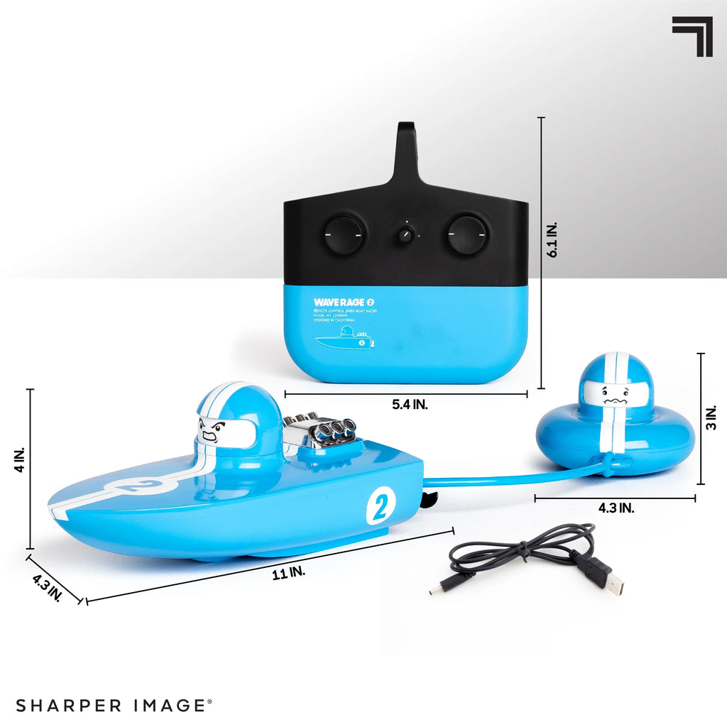 Blue Wireless Rechargeable Bumper Boat with Tow Rider Z661148