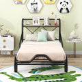 Twin Size Black Metal Car Bed with Guardrails N158860