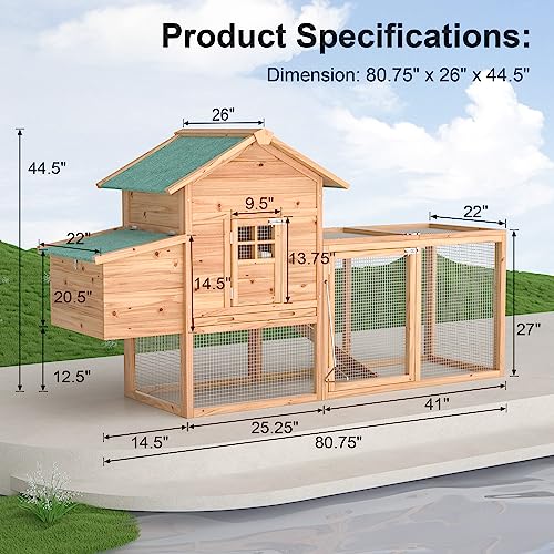 Wooden Chicken Coop with Nesting Box and Ramp L31119