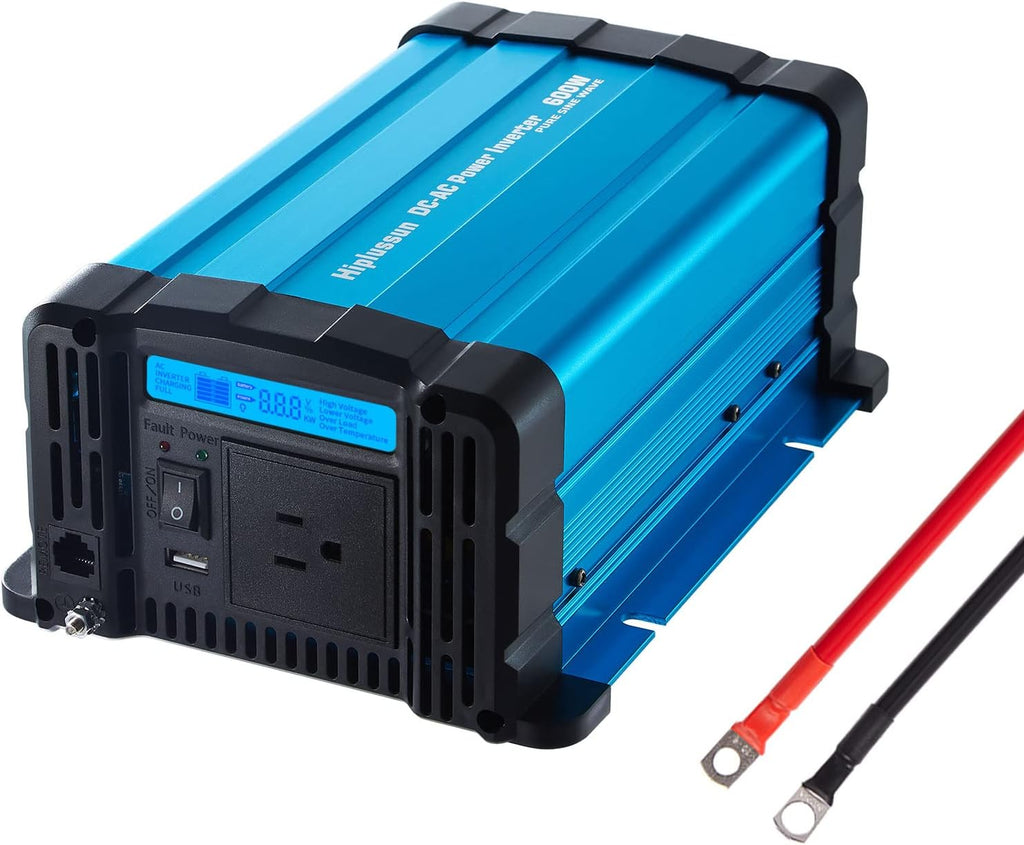 600 Watt Pure Sine Wave Power Inverter 12v to 110v DC to AC with USB and AC Outlet Z5882