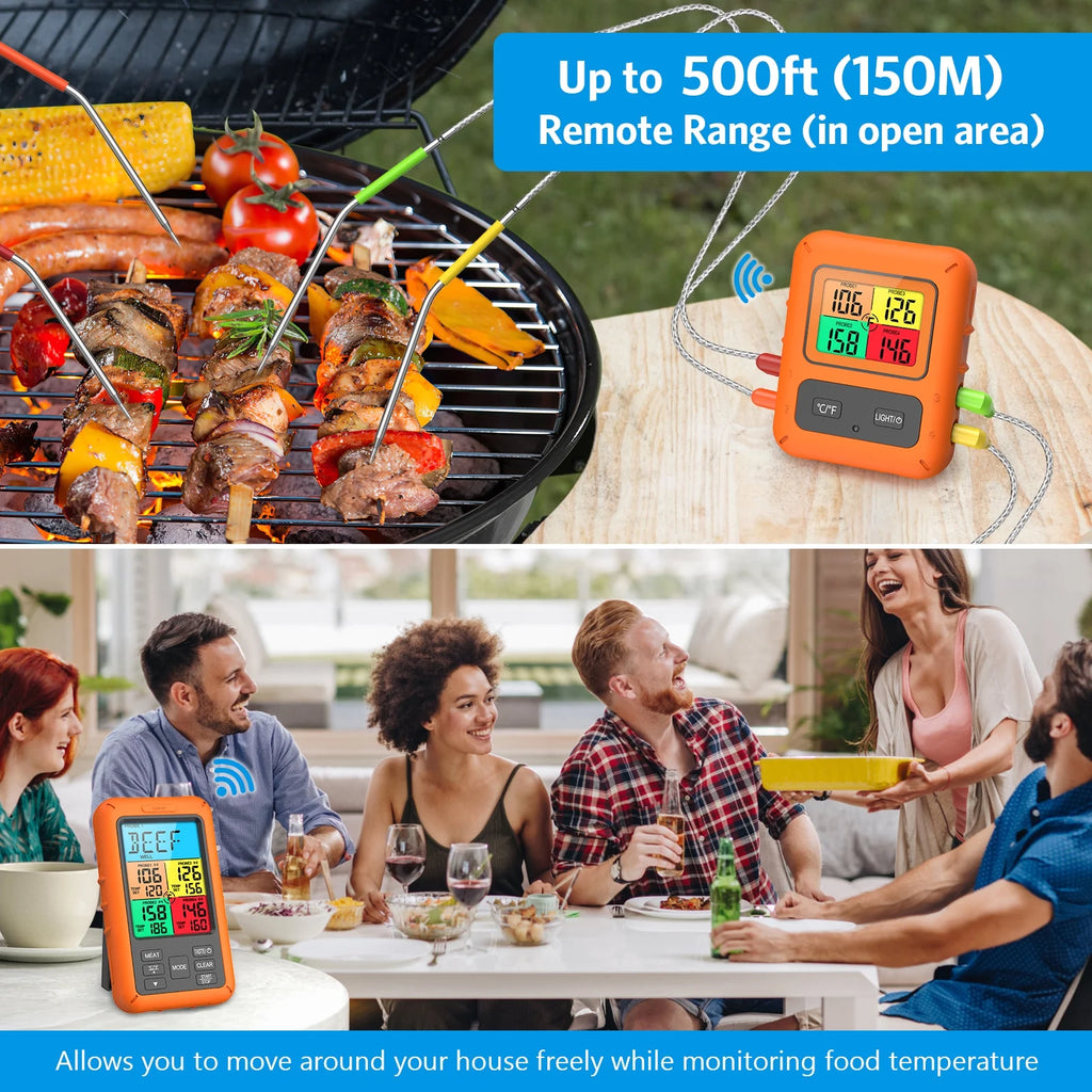 Wireless Meat Thermometer with 4 Meat Probes I7586
