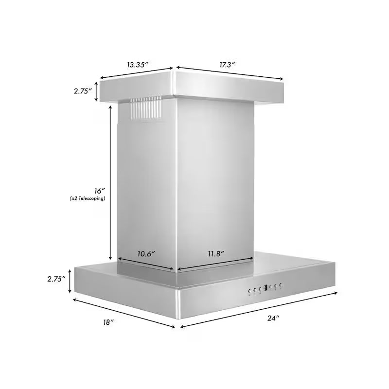 24 in. 400 CFM Convertible Wall Mount Range Hood in Stainless Steel Z15375