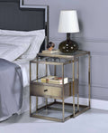 2 Piece Nesting Tables Set Antique Brass Clear Glass J4008
