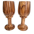 Rustic Dark Brown Wooden Wine Glass Goblet Drinkware Cup Set of 2 B810029