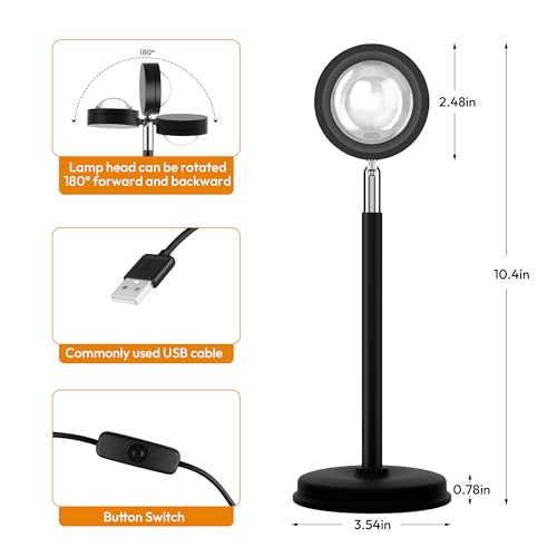 Remote Control Multiple Colors LED Sunset Lamp Projector C8721