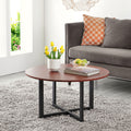 32-inch Modern Round Coffee Table with Wood Top X446
