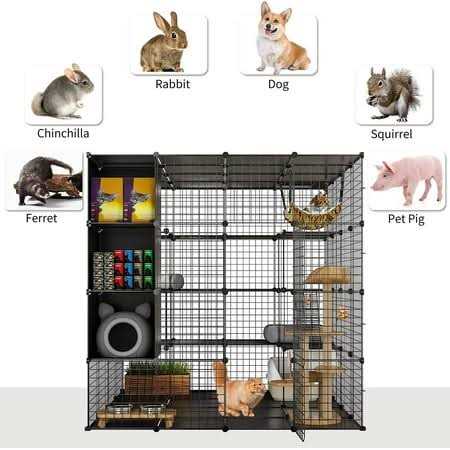 4-Tiers Metal Cat Playpen with Hammock I6288