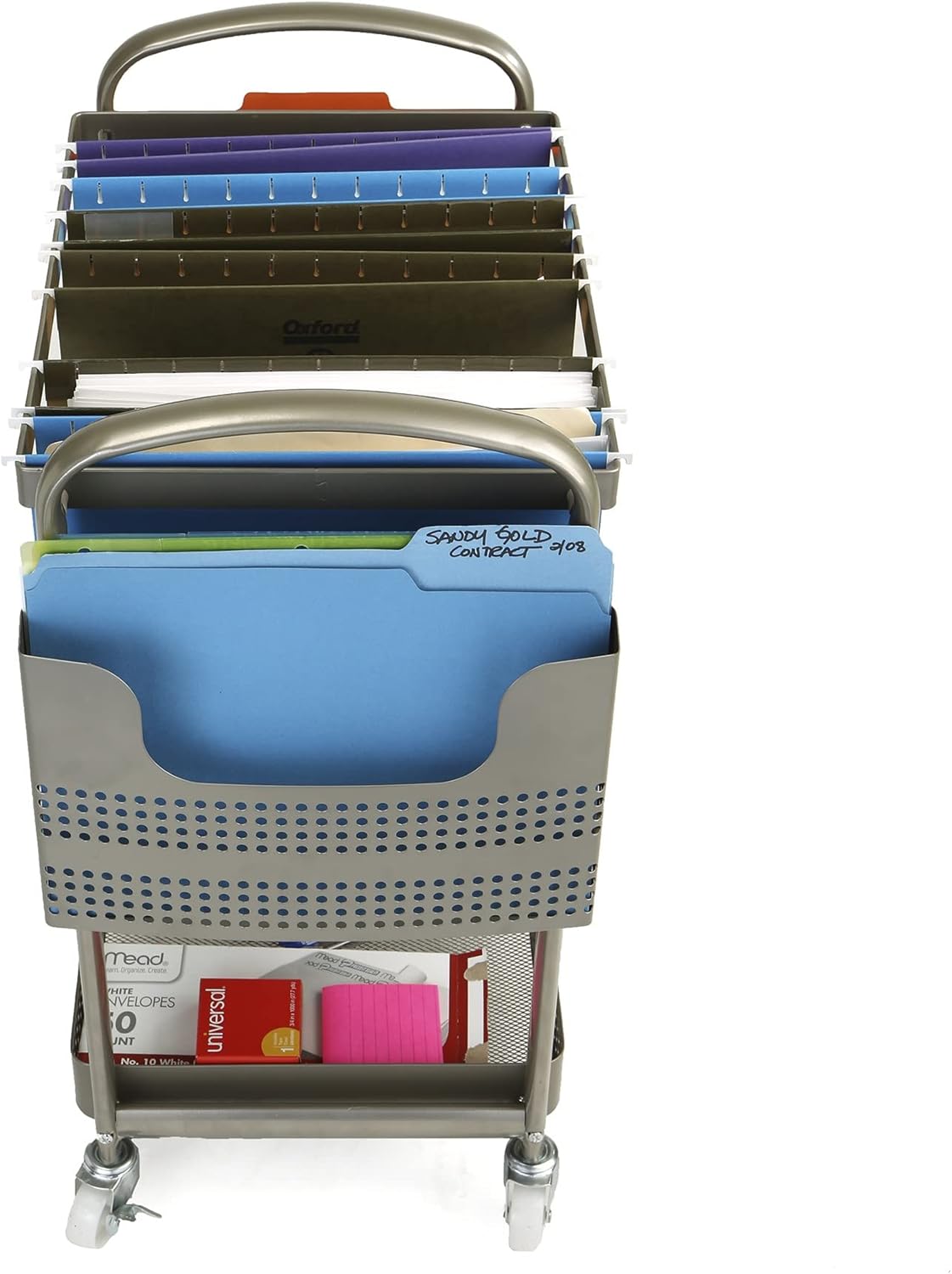Silver Metal Mobile File Cart S152