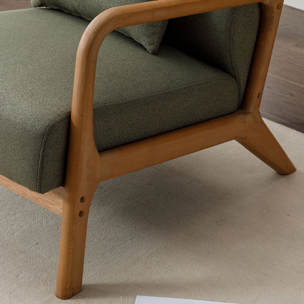 Mid-Century Modern Green Upholstered Accent Chair with Pillow C62308