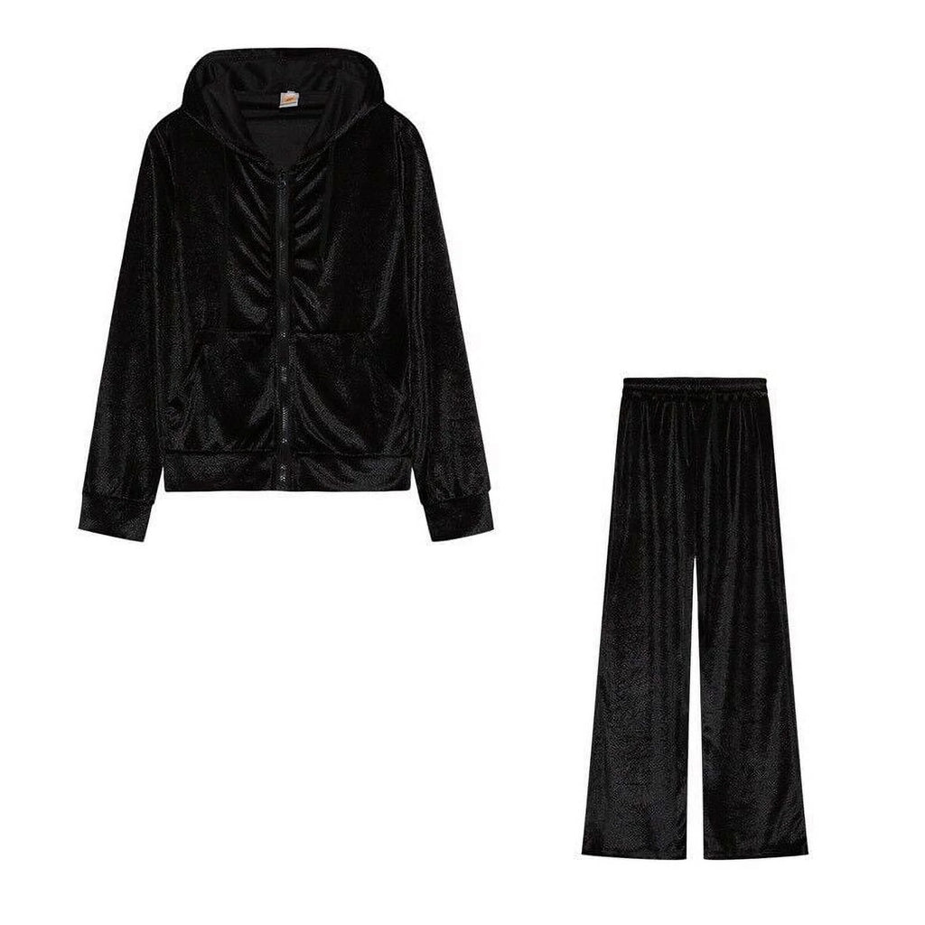 Velour 2-Piece Hoodie Tracksuit Set E75574