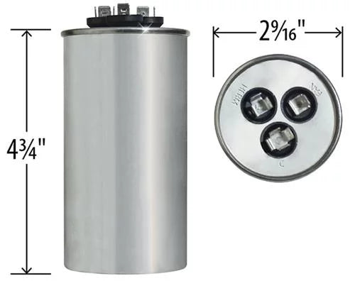 80/10 uF 370 VAC Dual Round Capacitor G74875