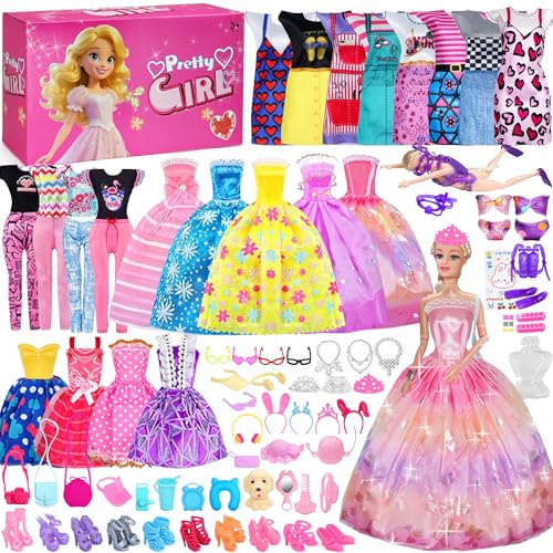 Doll Clothes and Accessories with Princess Gowns Dresses Shoes U35690
