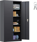 71 In Black Metal Storage Cabinet with Locking Doors and Adjustable Shelves E3879