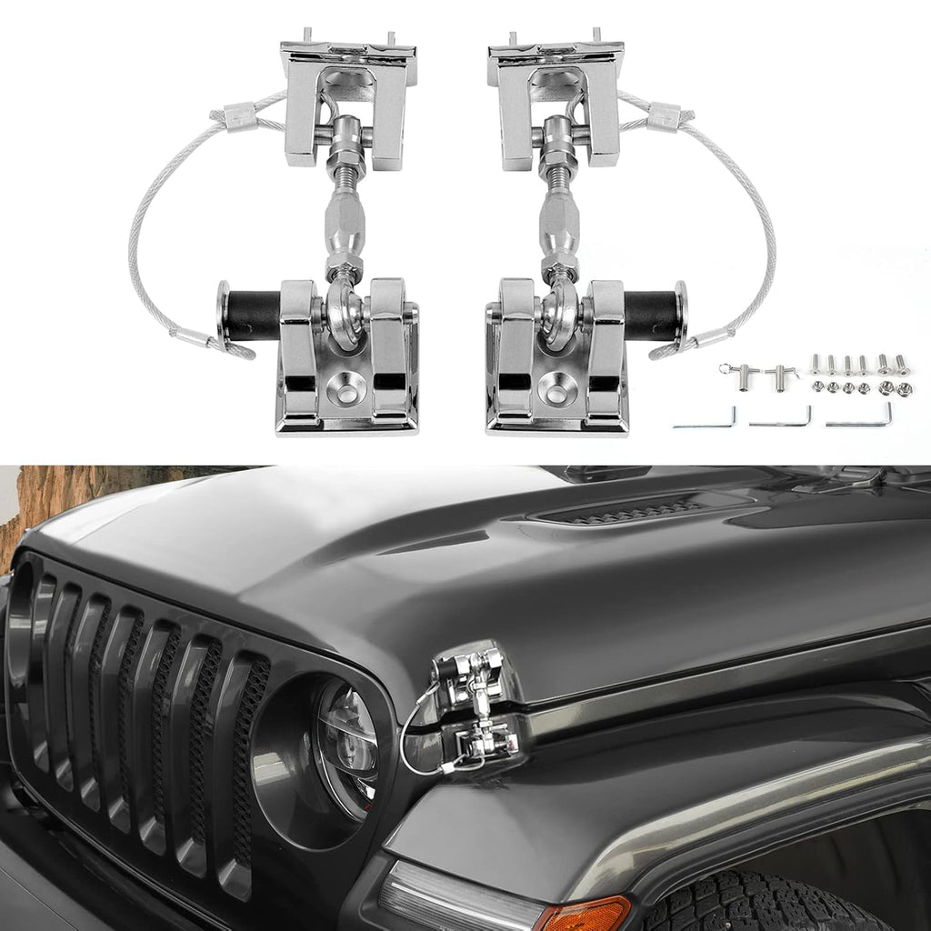 Hood Latches for Jeep Wrangler, Locking Hood Catch Kit Aluminum Alloy, Black, Pack of 2 R622