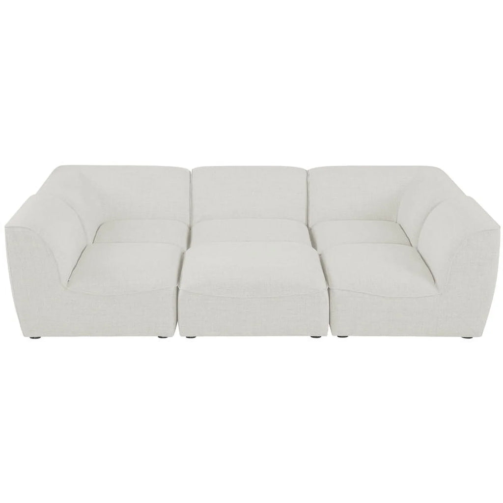 Cream Linen Textured Modular Sectional D8092