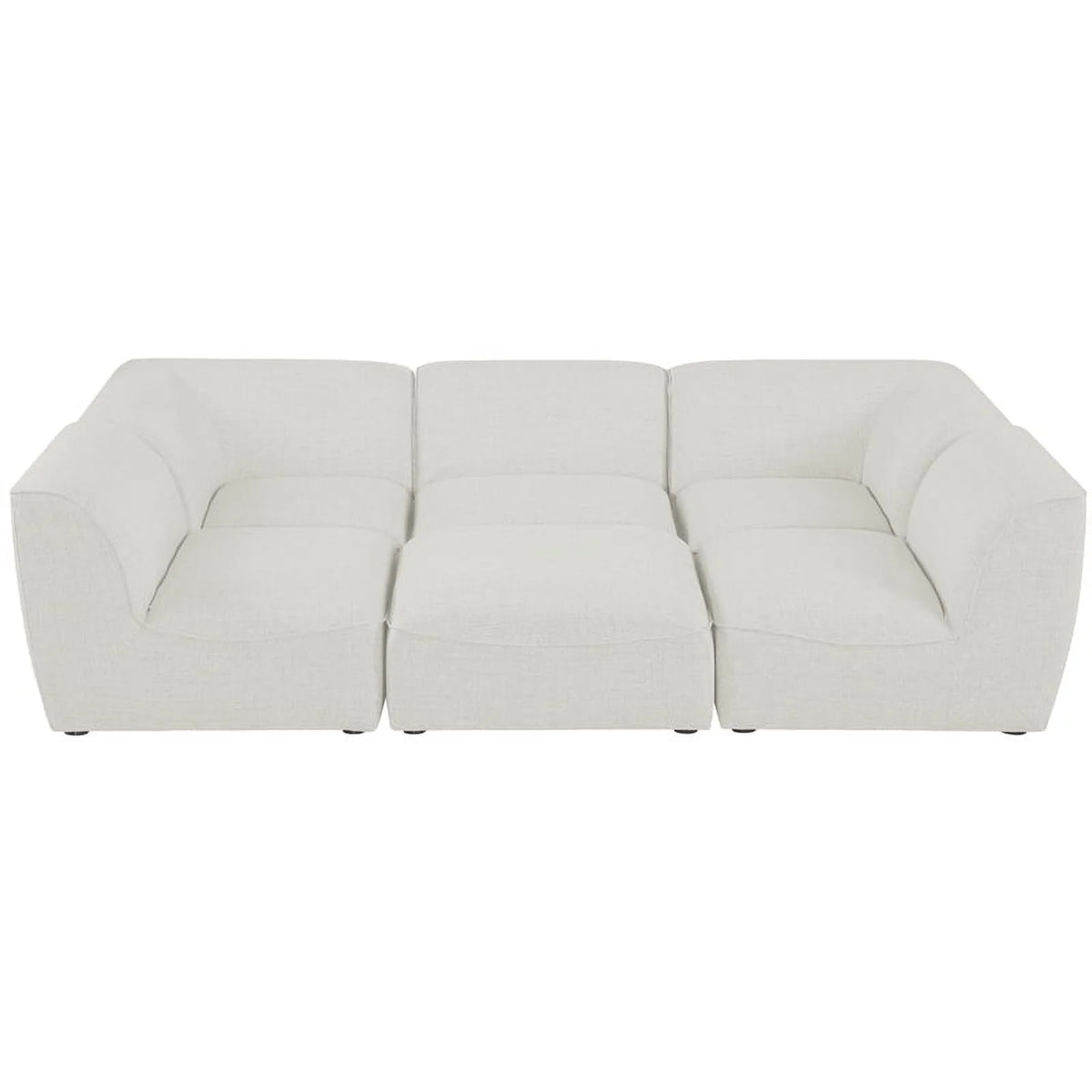 Cream Linen Textured Modular Sectional D8092