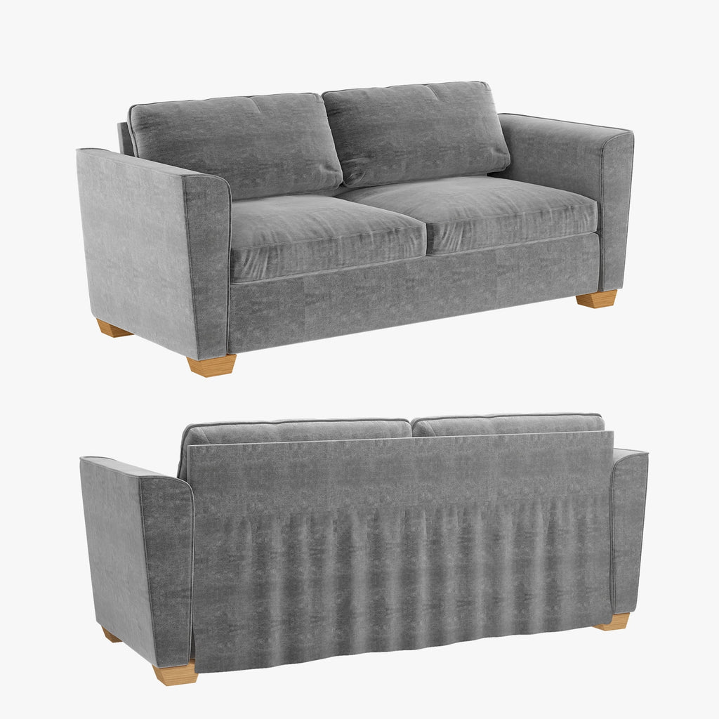 Grey Velvet Full Size Pull Out Sofa Bed with Foam Mattress I5427