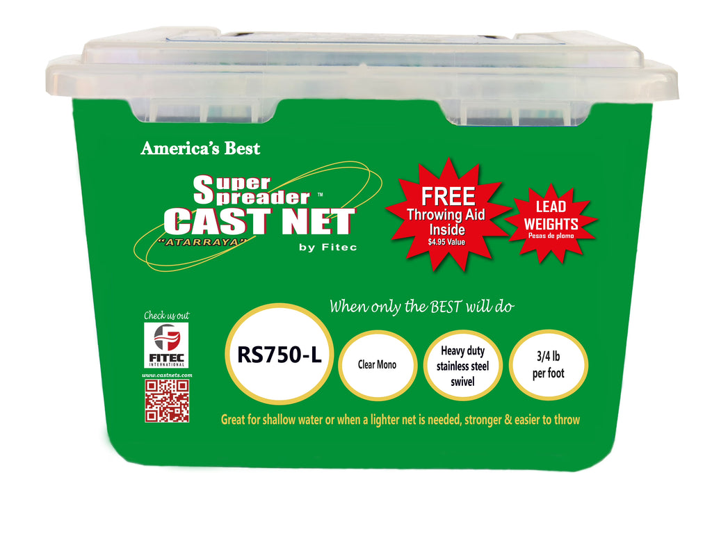 Cast Net, Clear, 4' radius, 3/8" mesh, 3/4 Lb wts T2719