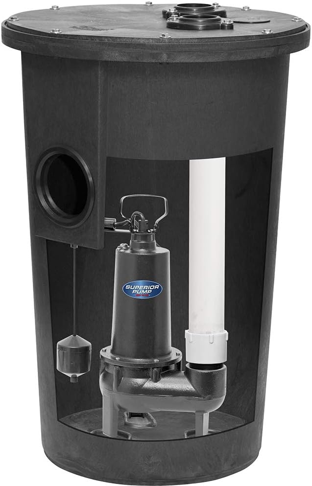 Cast Iron Tethered Float Switch Sewage Pump, 1/2 HP, Black X4852