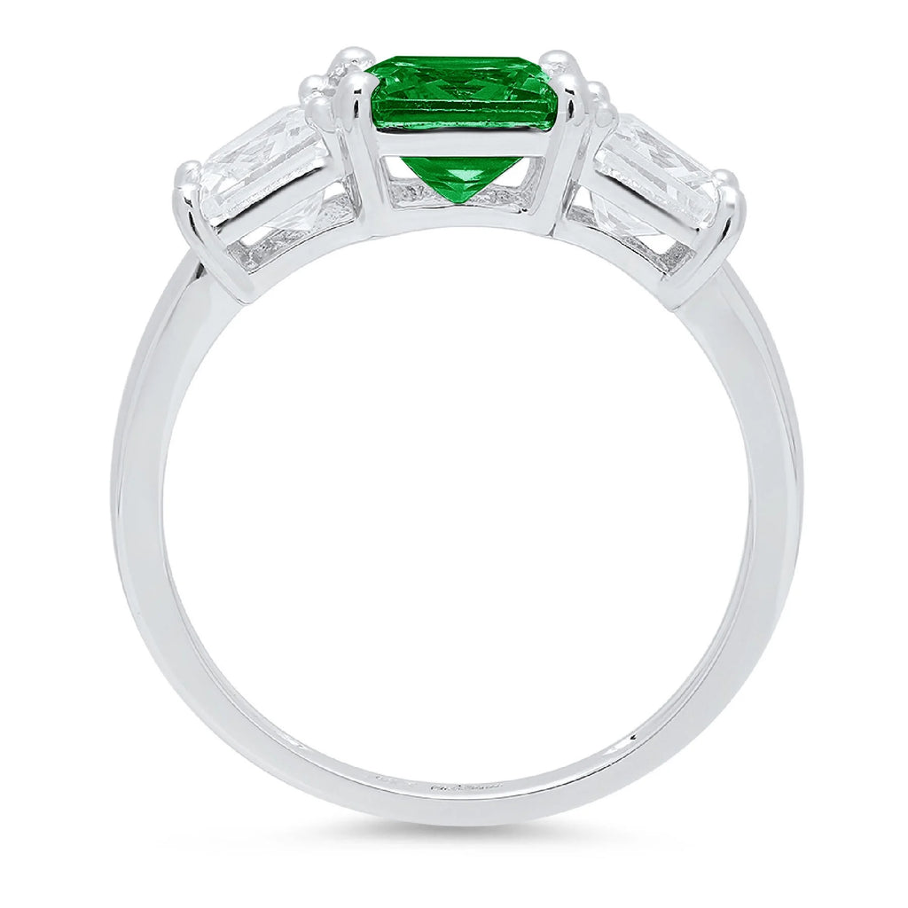 18K White Gold Three-Stone Ring SZ 7.75 M622309