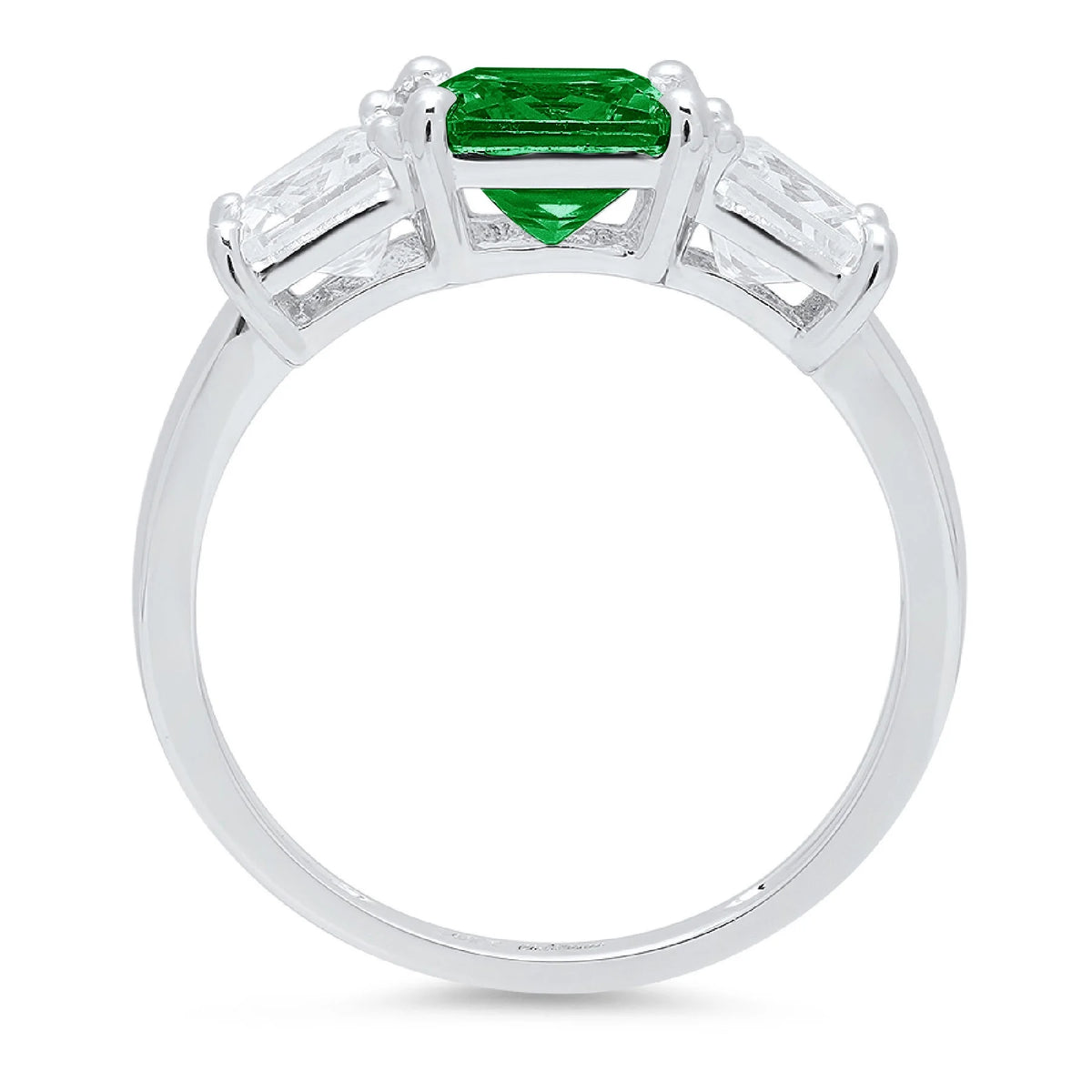 18K White Gold Three-Stone Ring SZ 7.75 M622309