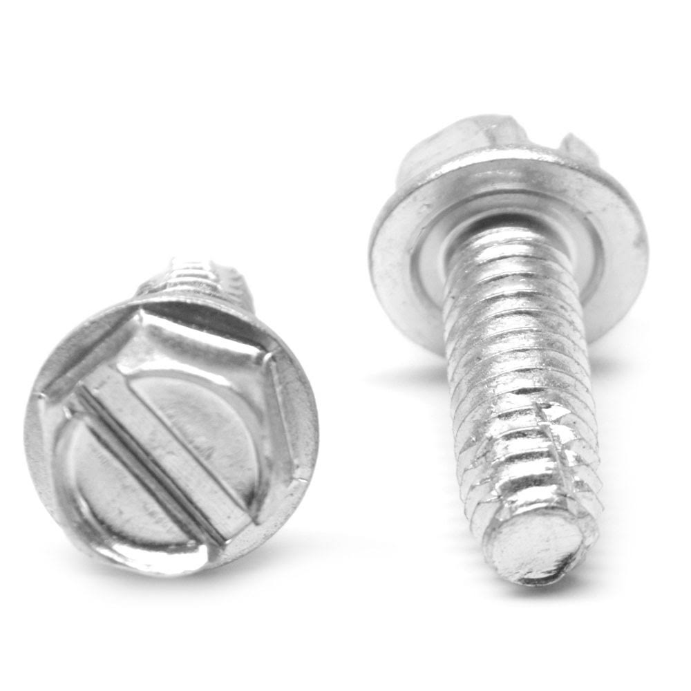 Coarse Thread Thread Cutting Screw Slotted Hex Washer Head Type F Low Carbon Steel Zinc Plated H4434