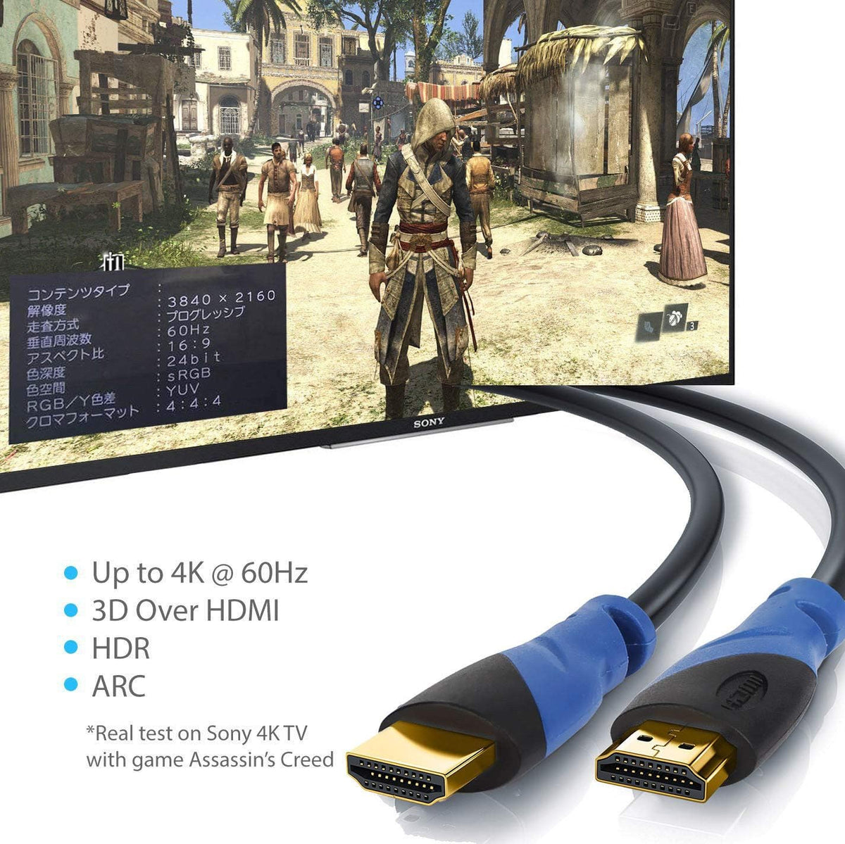 Braided Nylon HDMI Cable with Ferrite Core Blue 100 Feet Pack of 2 A90355