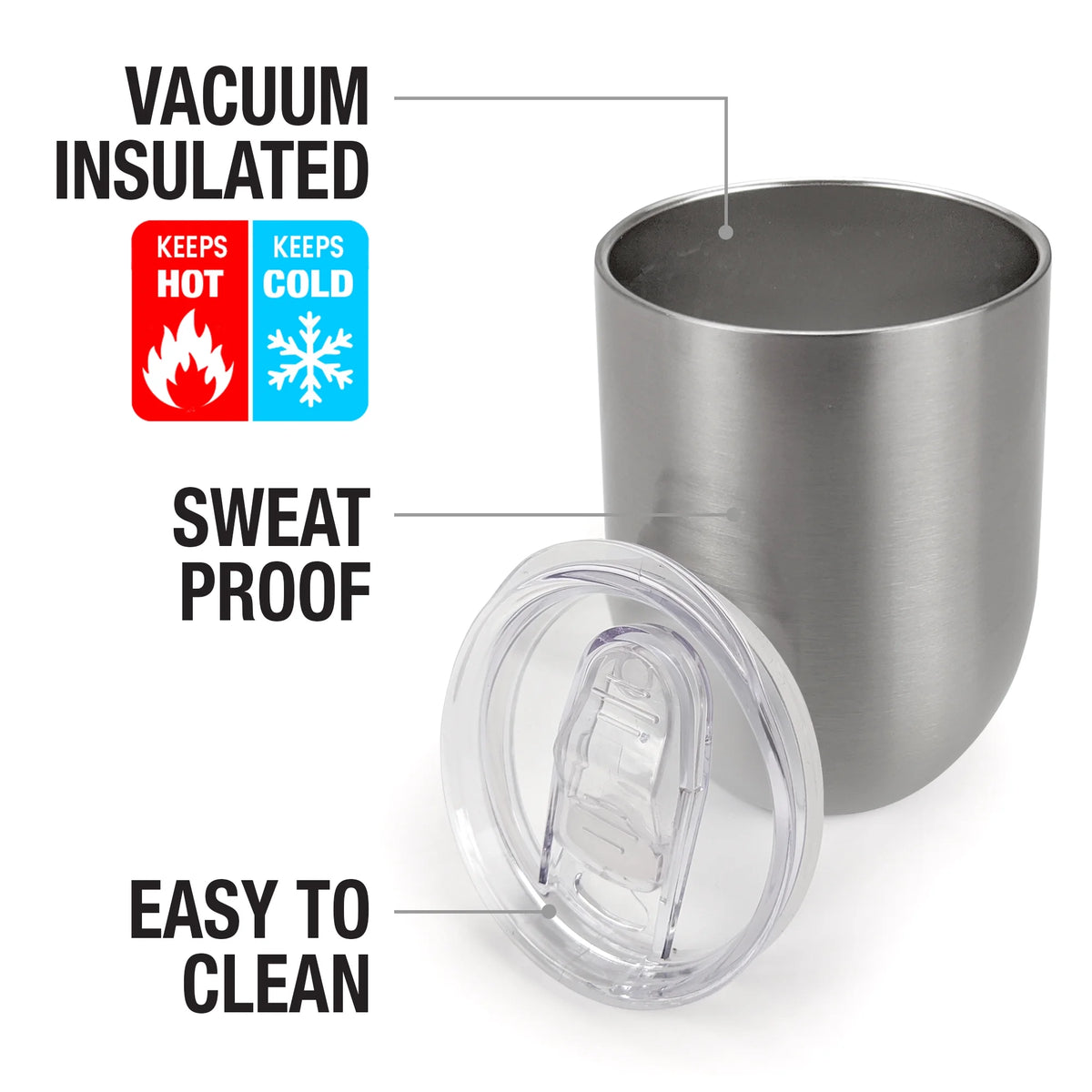 12 oz Stainless Steel Insulated Tumbler with Leak Resistant Slide-Lock Lid A862