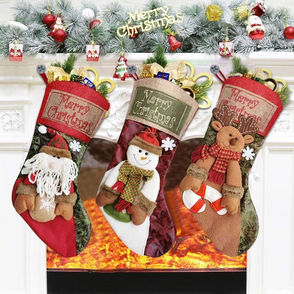 18" 3D Christmas Stockings 3 Pack Y682493