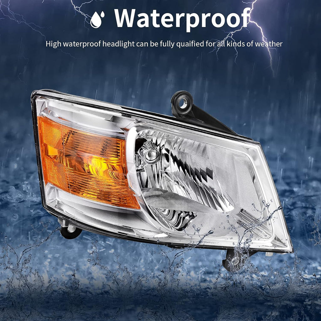Chrome Housing Amber Reflector Clear Lens Headlight Assembly T76831