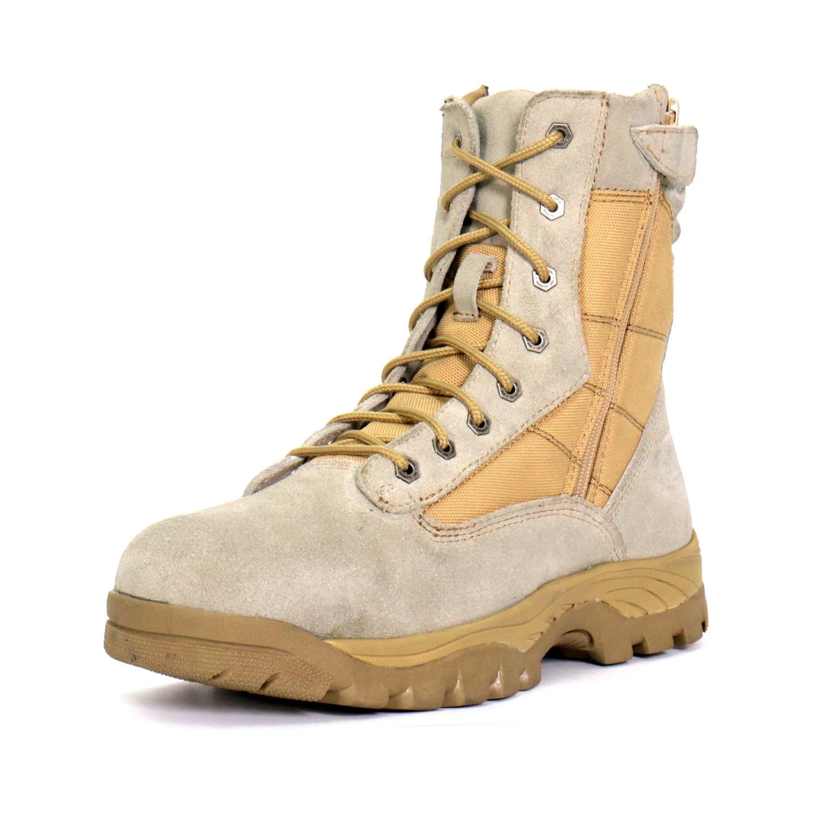 Tan Leather Lace Up Boots with Zippers H128
