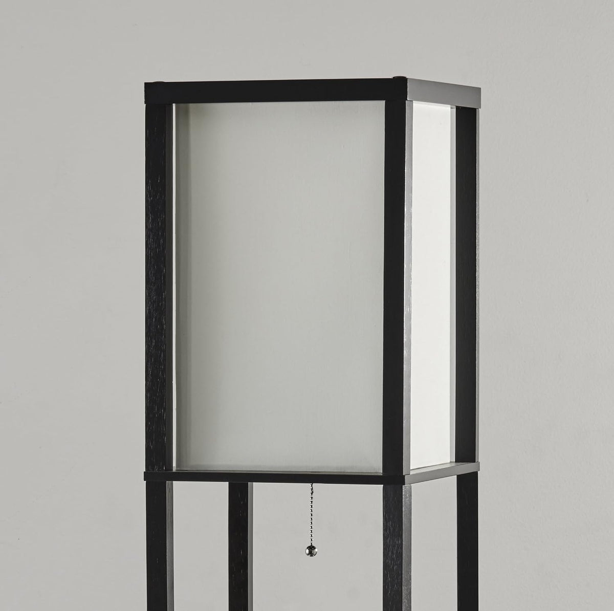 Three Drawer Shelf Lamp, 72 in, 150W Incandescent/ 150W CFL, Black PVC Veneer on MDF, 1 Floor Lamp H7555