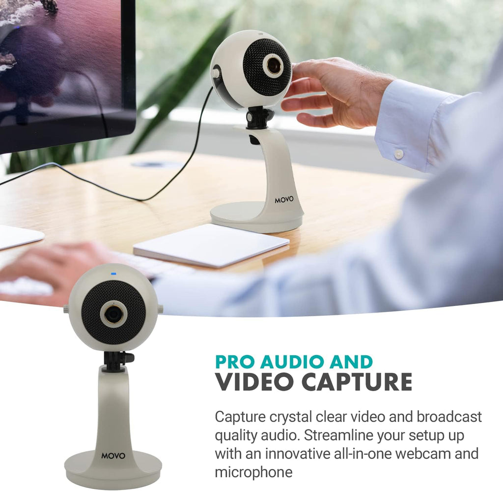 Pearl White 1080p HD Webcam and Condenser Microphone B4437