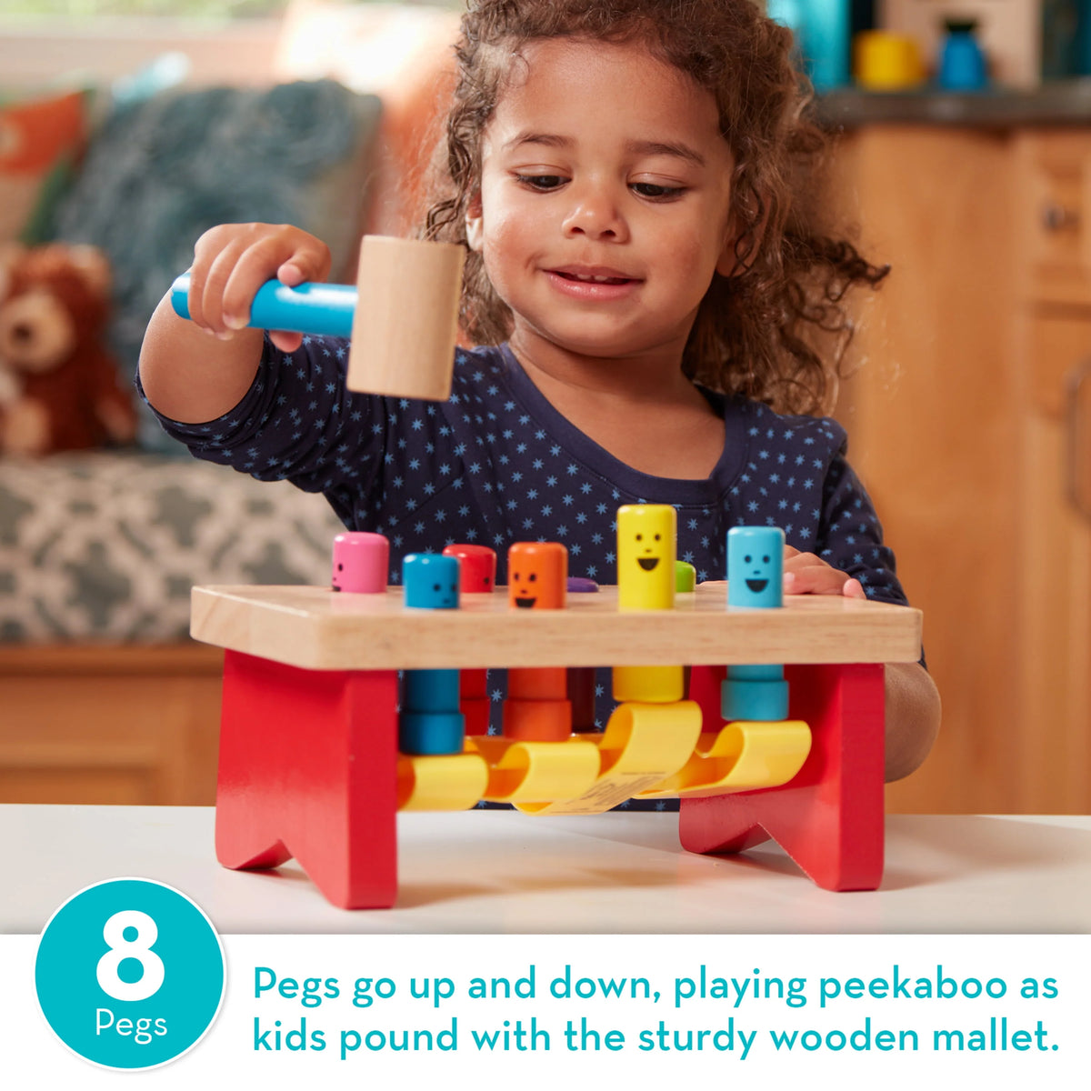 Wooden Pounding Bench Toy With Mallet B4294