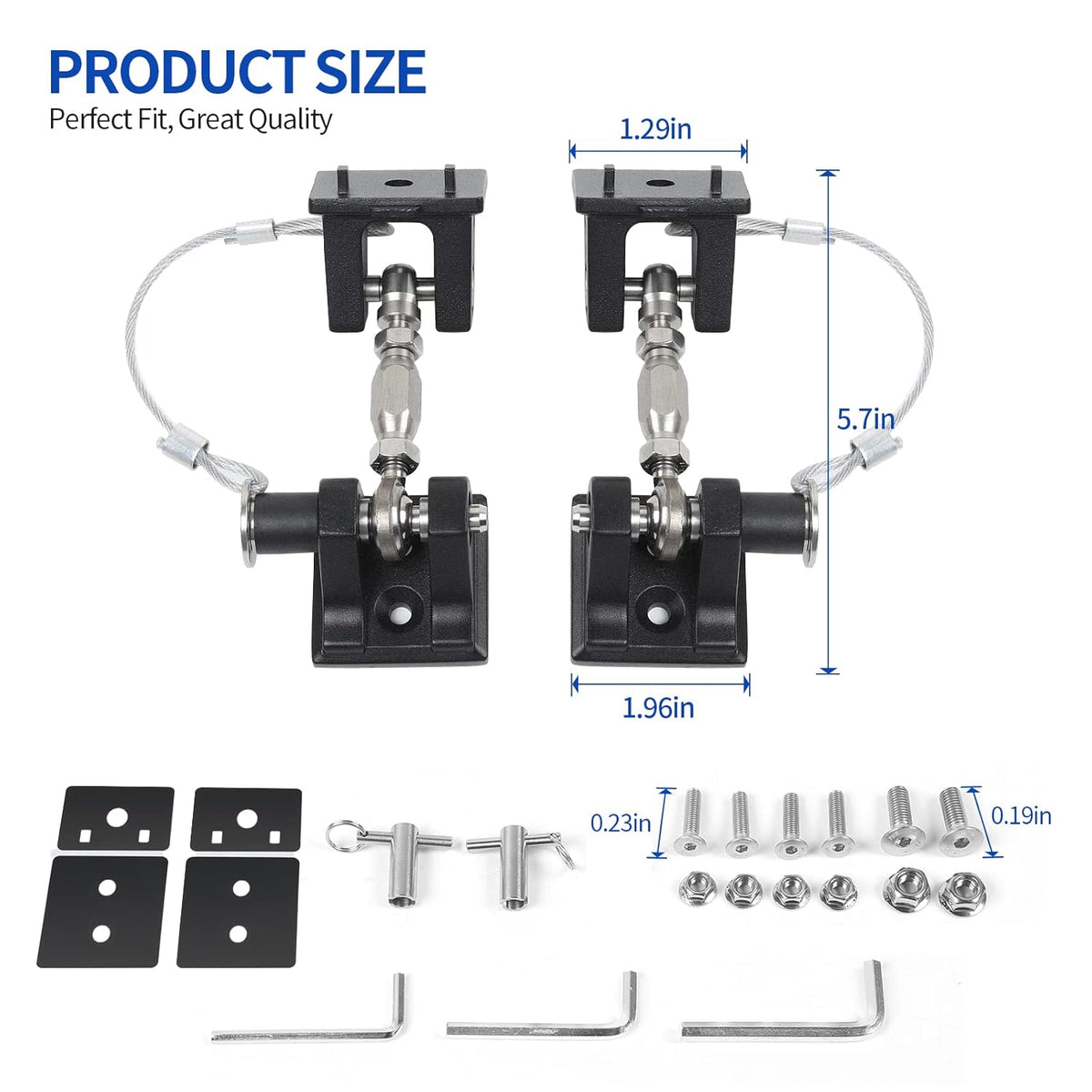 Hood Latches for Jeep Wrangler, Locking Hood Catch Kit Aluminum Alloy, Black, Pack of 2 R622