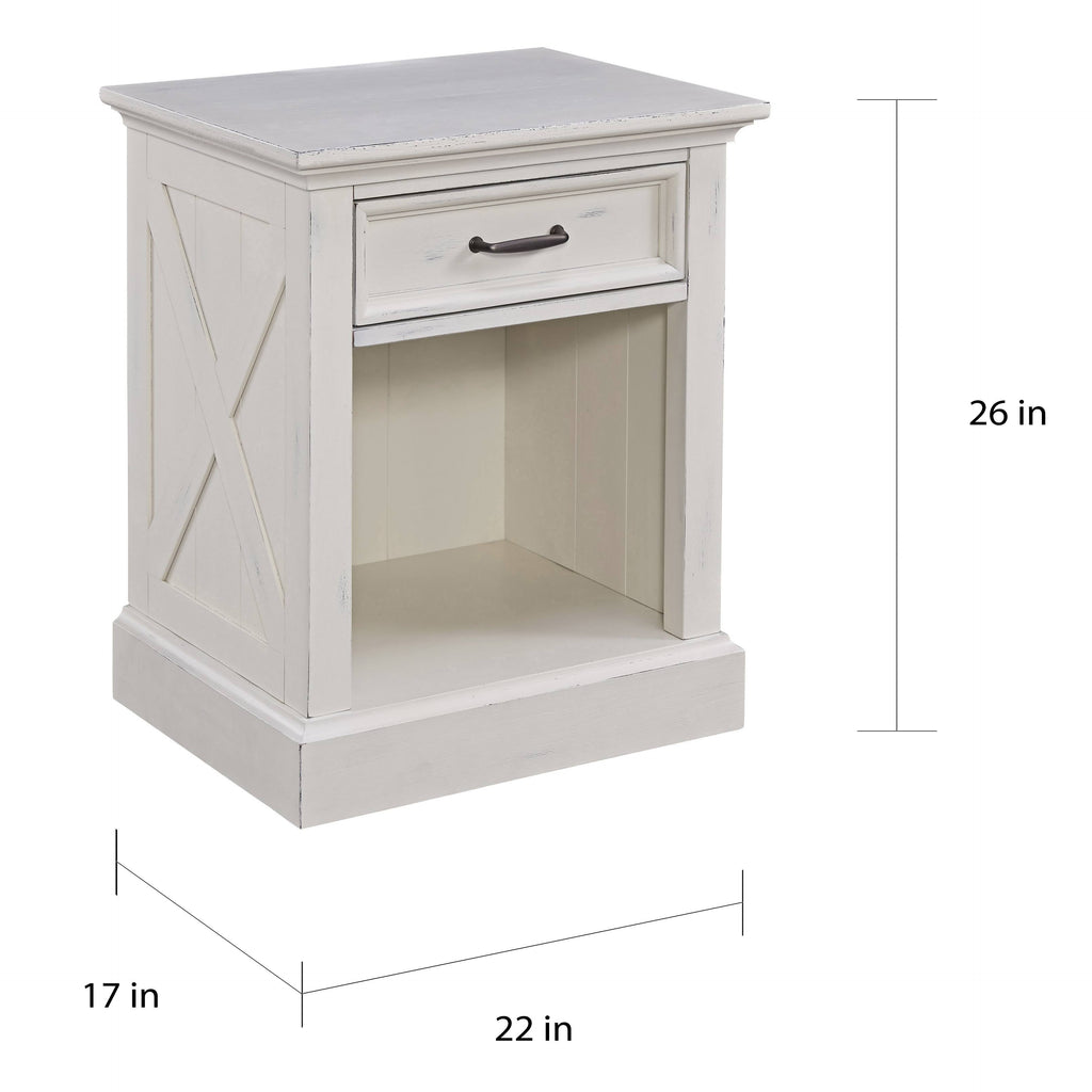 White Wood Nightstand R834