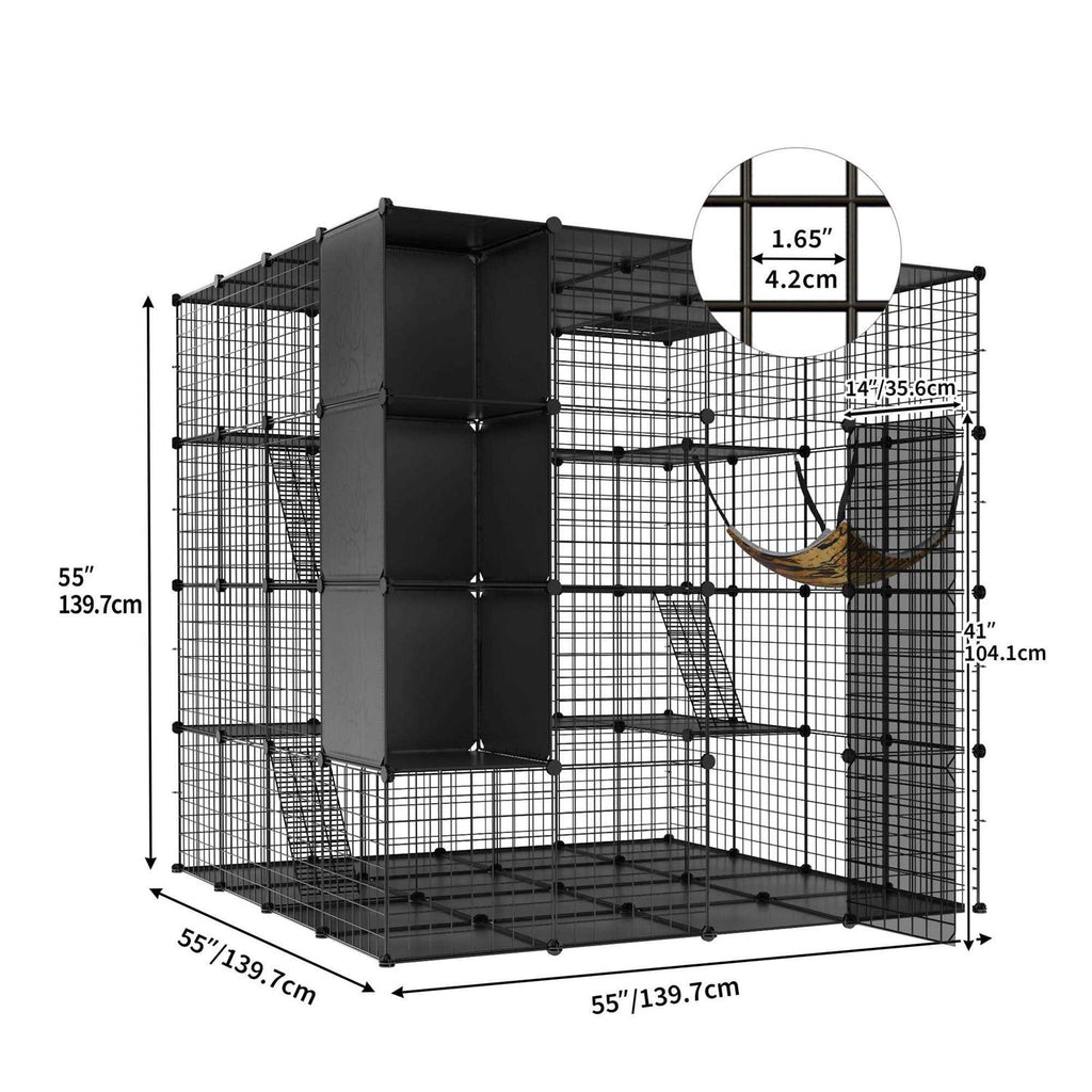 4-Tiers Metal Cat Playpen with Hammock I6288