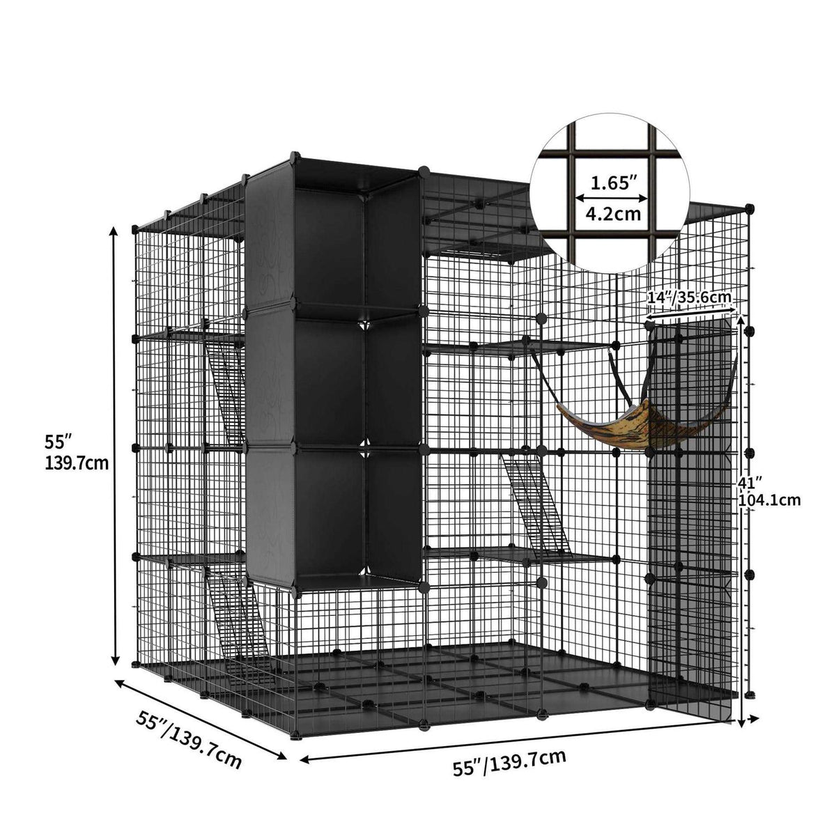 4-Tiers Metal Cat Playpen with Hammock I6288