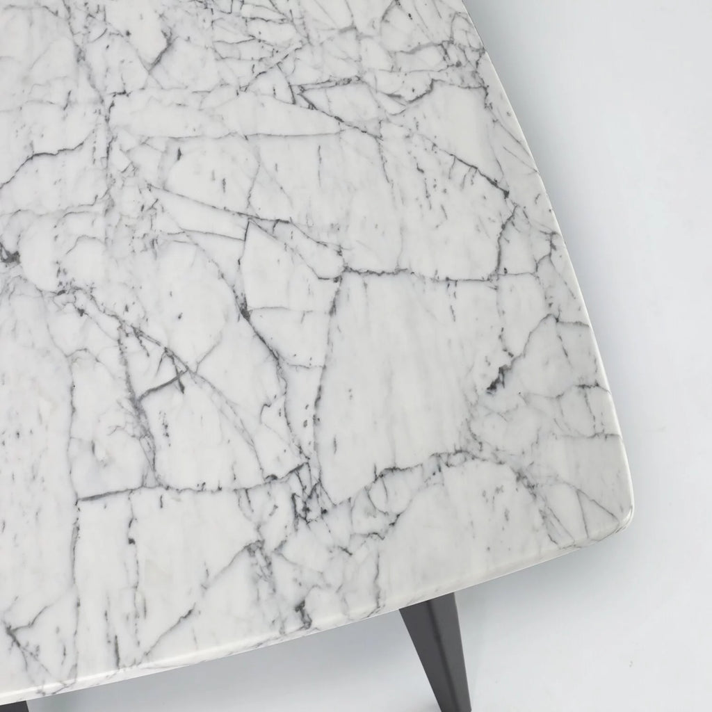 24" Square White Marble Side Table with Metal Legs C8713