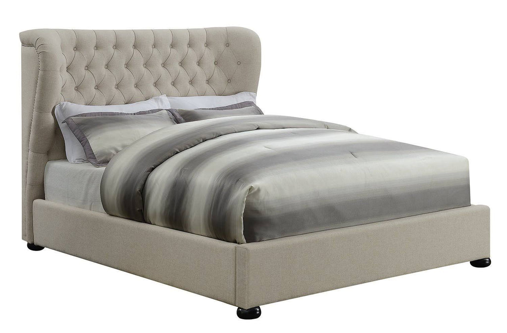Beige Upholstered Platform Bed S82255