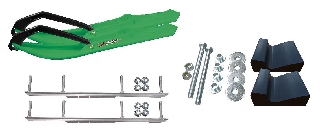 Green BX Snowmobile Skis Complete Kit F25319