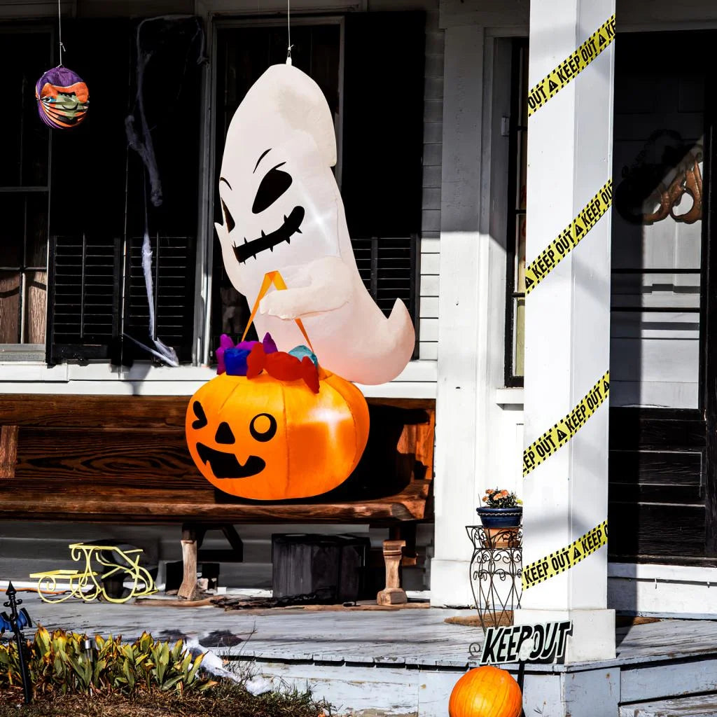 Halloween Inflatable Decor, Ghost Holding Trick Or Treat Bag L4100