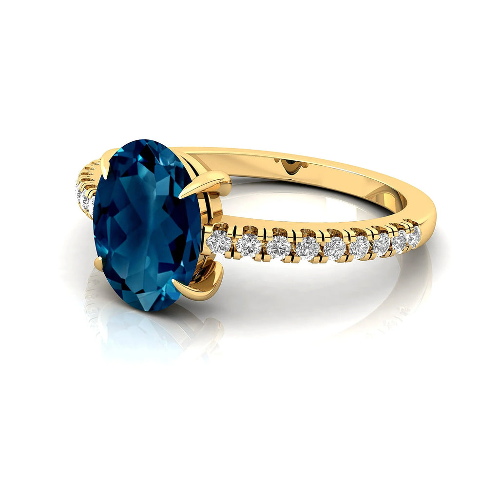 Solid Gold Halo London Blue Topaz Diamond Ring E238