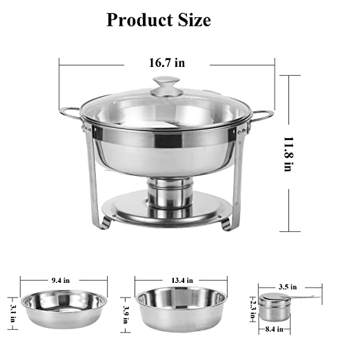 2 Pack Gold 5 Qt Chafing Dish Buffet Set with Glass Lid E686111