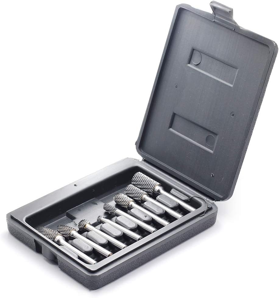 Carbide Burr Set with 1/4'' Shank 8pcs Double Cut Solid Carbide Rotary Burr Set C489